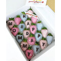 20pcs Pink & Purple Line Chocolate Strawberries Gift Box (Custom Wording)